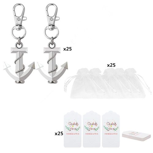 Porte-clés en métal Sunshine Injector, décorations de douche de bébé, y compris étiquette de remerciement, sac en organza, cadeaux de mariage pour les invités, 1 ensemble, 25 pièces