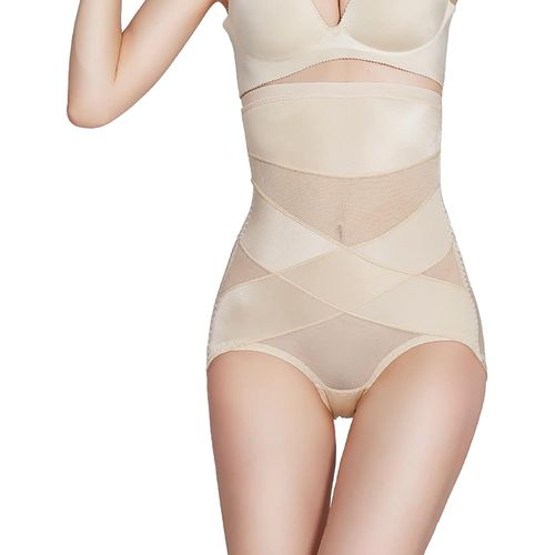 Cross Compression Abs Shaping Pants Women High Waist Panties Slimming Body Shaper Shapewear Knickers Tummy Control Corset Girdle (Skin,M)