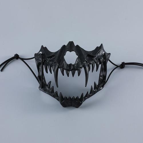 Masque De Ixd'halloween Pour Adulte Et Enfant, Demi-Couverture De Visage, Demi-Masque De Démon Loup-Garou, Tigre, Accessoire De Costume De Cosplay, De Carnaval, De Bal