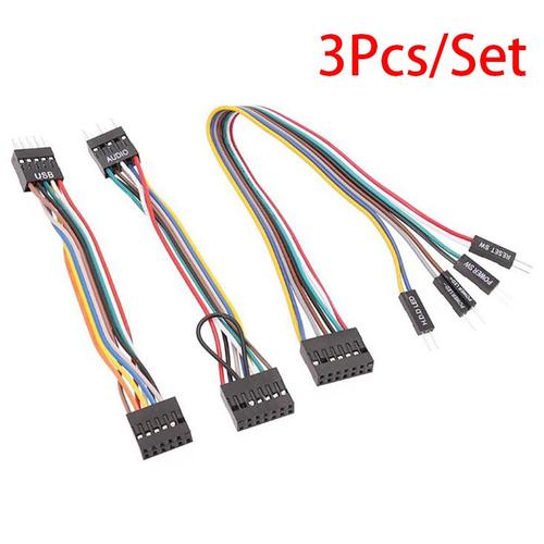 Câble de commutation de câblage de transfert de châssis avec châssis, câble audio USB, 24AWG, adapté aux cartes mères Lenovo, 3 pièces par ensemble