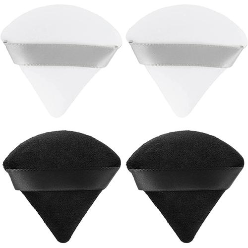 Houpette Maquillage Triangle, Houppettes À Poudre Coton, Bouffée De Maquillage De Visage Pour Femme Et Fille, Doux Au Toucher, Naturel Et Uniforme, Noir Et Blanc 