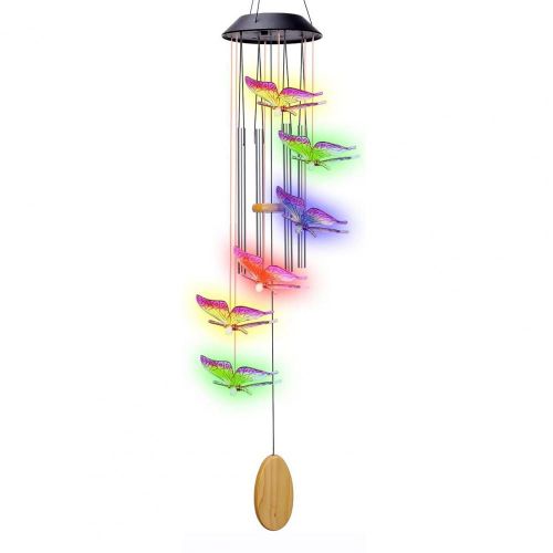 Pendentif LED solaire en forme de papillon, carillon longue durée, décoration de maison étanche