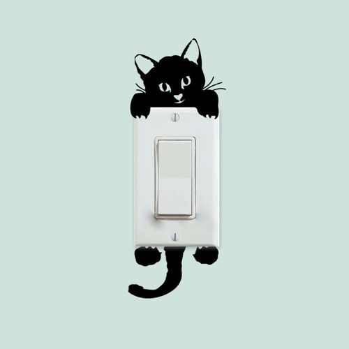 Autocollants muraux amusants en PVC pour chambres d'enfants, stickers muraux, chat, lumière, interrupteur, téléphone, dessin animé, animaux, décoration de la maison, 5 pièces
