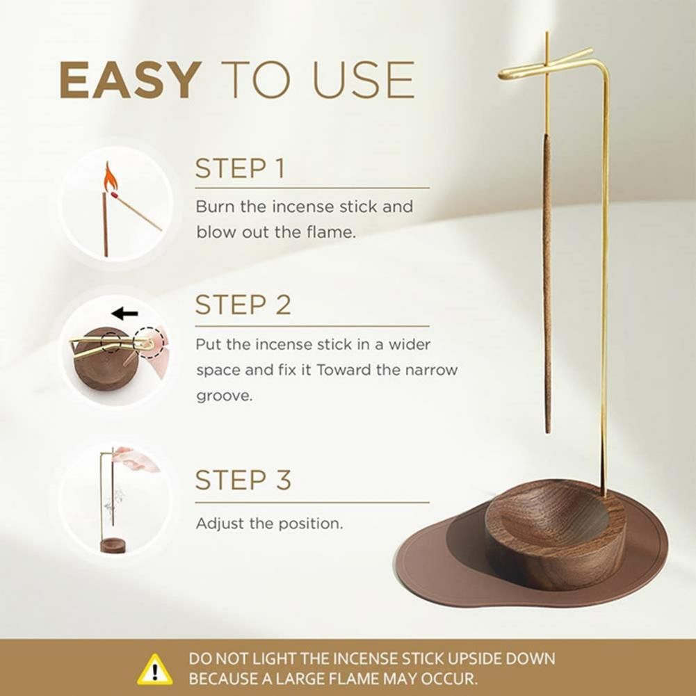 Brleur d'encens en bois lger et durable, ornement avec bas... - 3