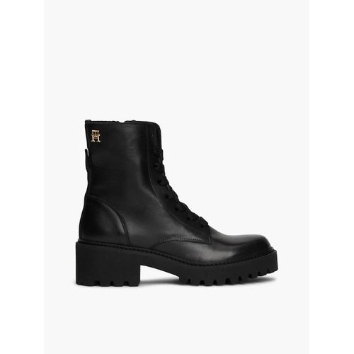 Bottes Crantées En Cuir Lacets Chic Mid Heel Leather Lacesup/black