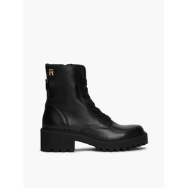 Bottes Crantées En Cuir Lacets Chic Mid Heel Leather Lacesup/black