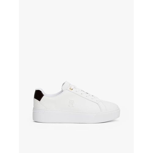 Baskets Compensées En Cuir Th Platform Court Sneaker/white