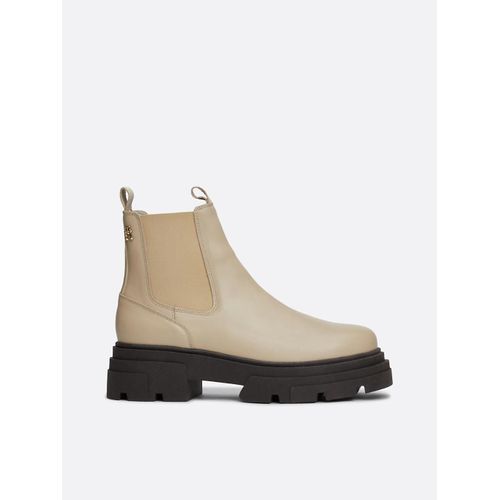 Bottines Chelsea En Cuir Semellepaisse Combat Leather Low Chelsea/beige