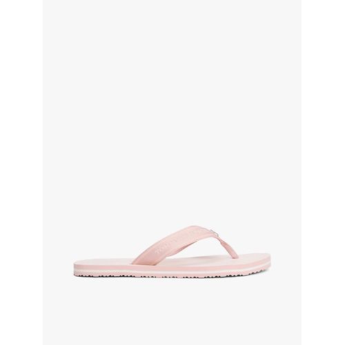 Tongs Brides En Toile Logo Et Rayées Th Stripes Beach Sandal/foggy Pink