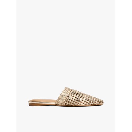 Mules En Crochet Métallisé The Runway Collection Crochet Metallic Leather Mule/gold