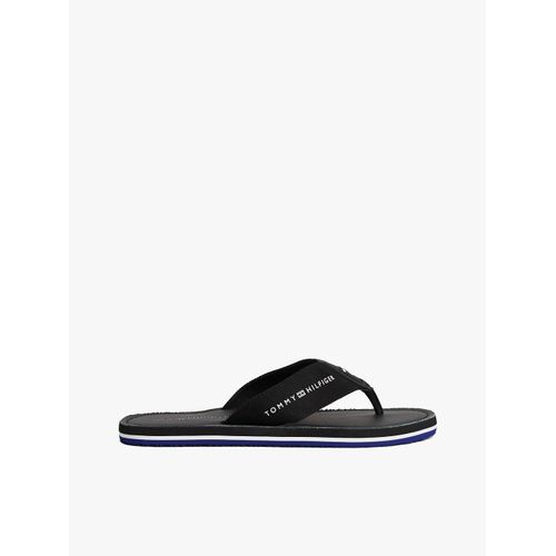 Tongs Bride En Toile Et Logo Hilfiger Leather Beach Sandal/black