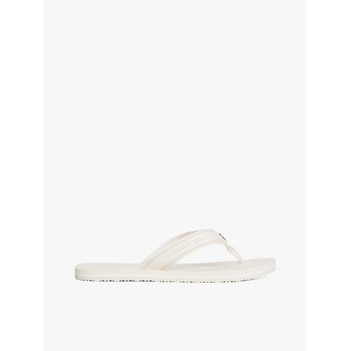 Tongs Brides En Toile Logo Et Rayées Th Stripes Beach Sandal/ivory