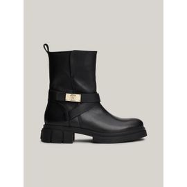 Bottes Motard Chunky En Cuir Bride Biker Leather/black