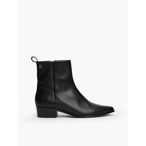 Bottines Cowboy En Cuir Monogramme Th Low Cowboy Flat Leather/black