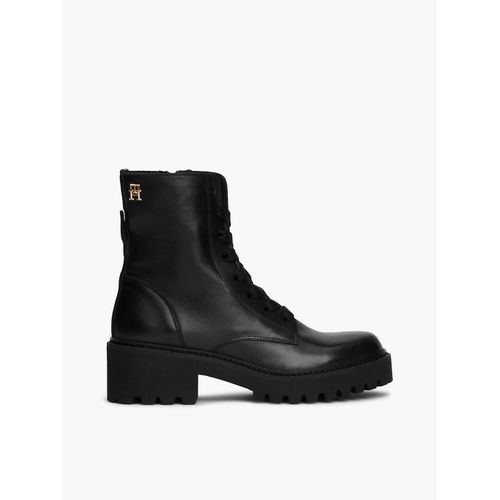 Bottes Crantées En Cuir Lacets Chic Mid Heel Leather Lacesup/black