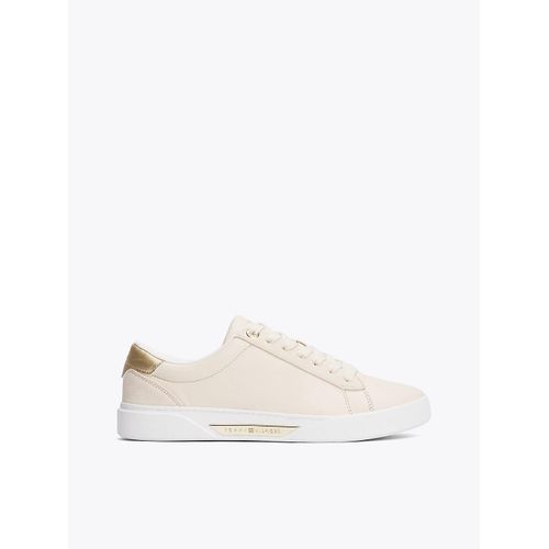 Baskets En Cuir Métallisé Chic Court Sneaker/beige