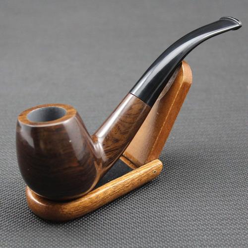 Pipe à fumée en bois d'ébène, classique, fait à la main, tuyau en bois, pochette, support, filtre à Pipe 10x9mm, haute qualité, Durable, 508