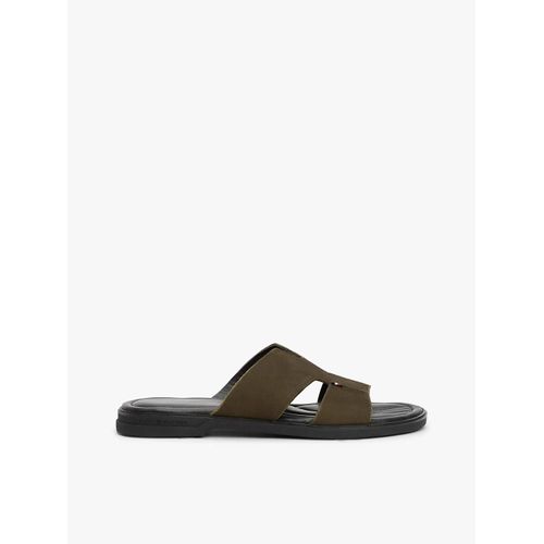 Mules En Cuir Premium Découpes Premium Hilfiger Slipon Nbk Sand/platinum Olive