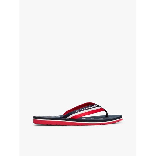 Tommy Hilfiger Tommy Loves Ny Beach Femme Sandales Tongs Bleu Blanc Rouge