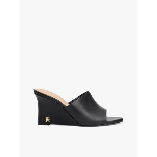 Mules Compensées En Cuir Monogramme Th Leather Wedge Mule/black