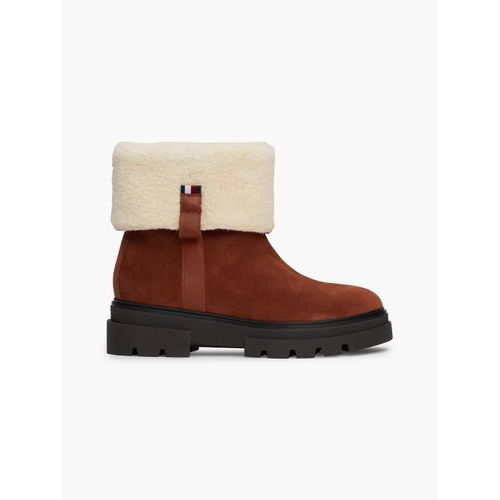 Bottines En Daim Fourrées Bords Retroussés Faux Fur Suede Rollsdown Boot/cognac Brown