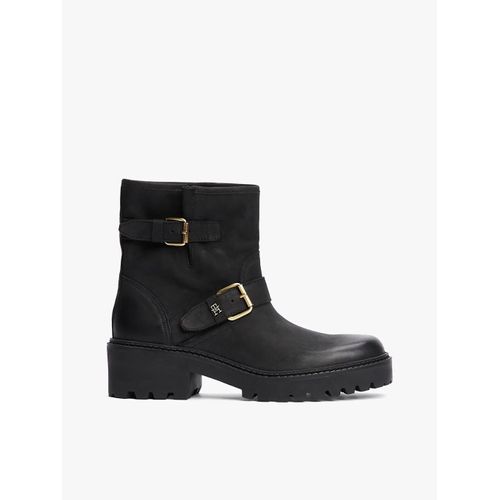 Bottes Motard Crantées En Cuir Boucles Biker Double Buckle Leather/black