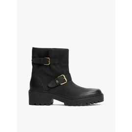 Bottes Motard Crantées En Cuir Boucles Biker Double Buckle Leather/black