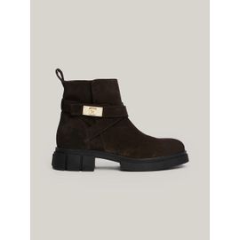 Bottes Motard En Daim Brossé Monogramme Th Biker Brushed Suede/dark Coffee
