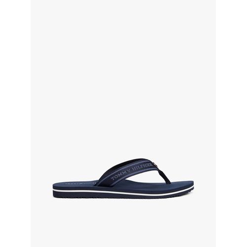 Tongs Bride En Toile Logo Ton Sur Ton Hilfiger Webbing Beach Sandal/space Blue