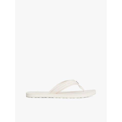 Tongs Brides En Toile Logo Et Rayées Th Stripes Beach Sandal/ivory
