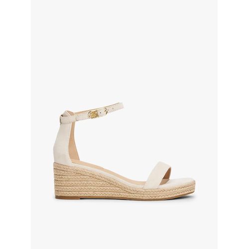 Espadrilles Compensées En Daim Suede Ankle Mid Wedge Espadrille/muslin