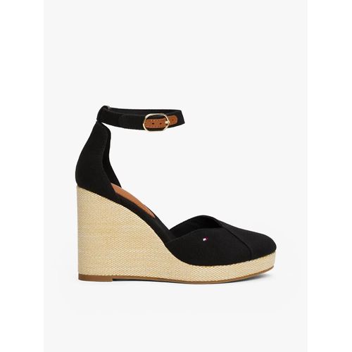 Espadrilles Compensées Bride Cheville Flag High Wedge Espad Closed Toe/black