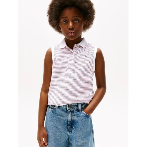 Polo Sans Manches Col À Liseré Classic Polo Slvls/Red White Blue Stripes - 128 Cm