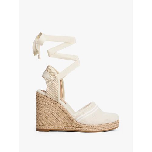 Espadrilles Compensées En Toile Frange Fringe Canvas High Wedge/muslin