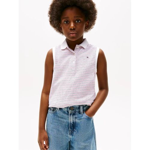 Polo Sans Manches Col À Liseré Classic Polo Slvls/Red White Blue Stripes - 110 Cm