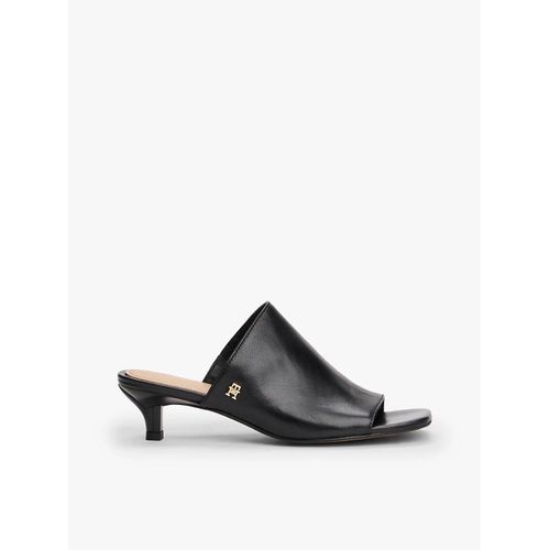 Mules Kitten Heels En Cuir Leather Kitten Sandal/black