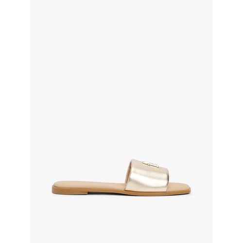Mules En Cuir Métallisé Monogramme Th Th Logo Hw Metallic Leather Mule/gold