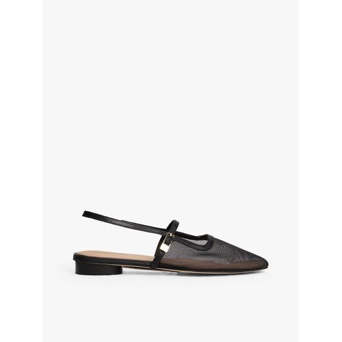 Chaussures Slingback En Tulle Talon Rond Mesh Round Heel Ballerina/black
