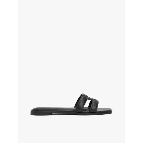 Mules En Cuir Monogramme Th Th Logo Strap Mule/black