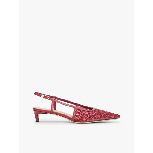 Slingback En Maille Monogramme Th Mono Squared Toe Kitten Slingb/rouge