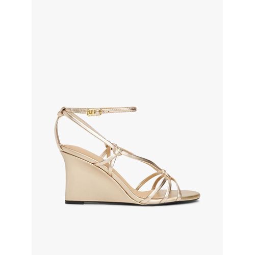 Sandales Compensées Métallisées Monogramme Metal Leather Knots Wedge Sandal/gold
