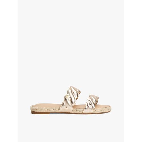 Mules En Cuir Métallisé Bride En Corde Metallic Rope Espadrille Mule/gold