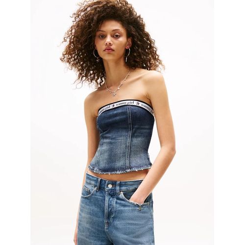 Haut Bandeau À Motif Logo En Denim Tommy Girl Tommy Girl Denim Tube Top/Indigo Wash / Ecru - Xl