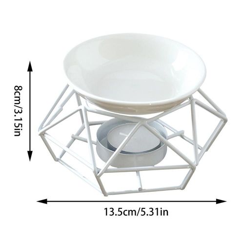 Brûleur d'Huile Essentielle Romantique en Céramique, Bougeoir, Base en Fer Amissié, Diffuseur d'Arôme pour la Décoration de la Maison