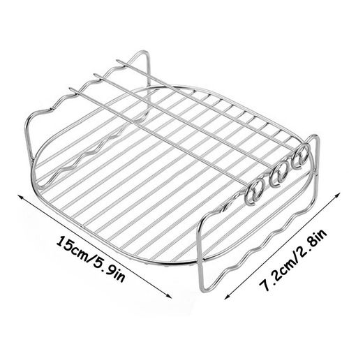 Accessoires Pour Friteuse À Air Avec Brochettes, Support De Gril En Acier Inoxydable À Double Couche Pour Cuisson À La Vapeur, Barbecue, Utilisation En Cuisine