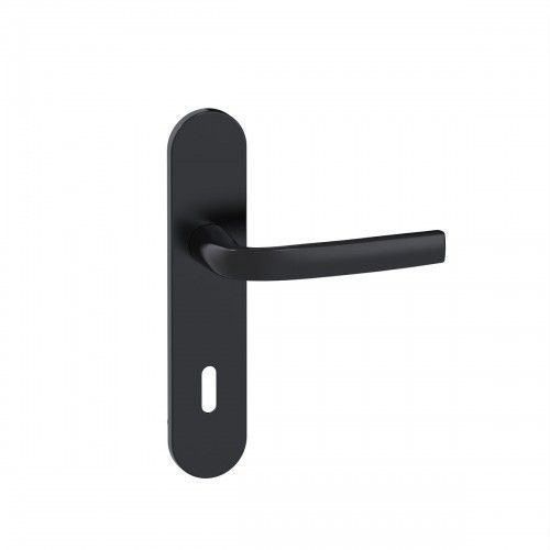 Poignées de porte sur plaques - entraxe 165 mm - noir mat Onyx - Logio - clé L VACHETTE