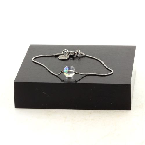 Bracelet En Acier Inoxydable 1 Perle Quartz Titane 8 Mm. Fabriqué En France.