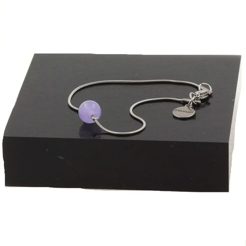 Bracelet En Acier Inoxydable 1 Perle Calcédoine Lavande 8 Mm. Fabriqué En France.