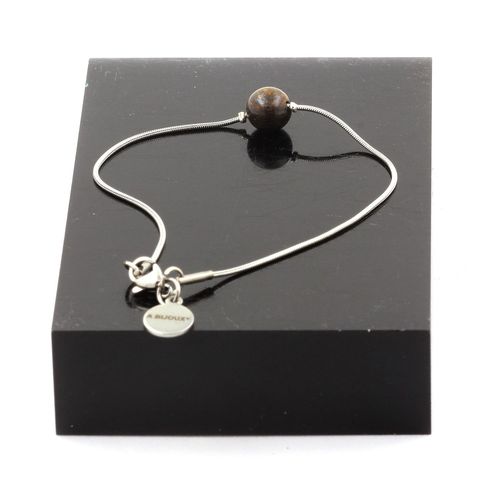 Bracelet En Acier Inoxydable 1 Perle Bronzite 8 Mm. Fabriqué En France.