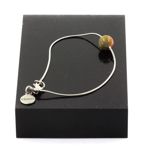 Bracelet En Acier Inoxydable 1 Perle Unakite 8 Mm. Fabriqué En France.